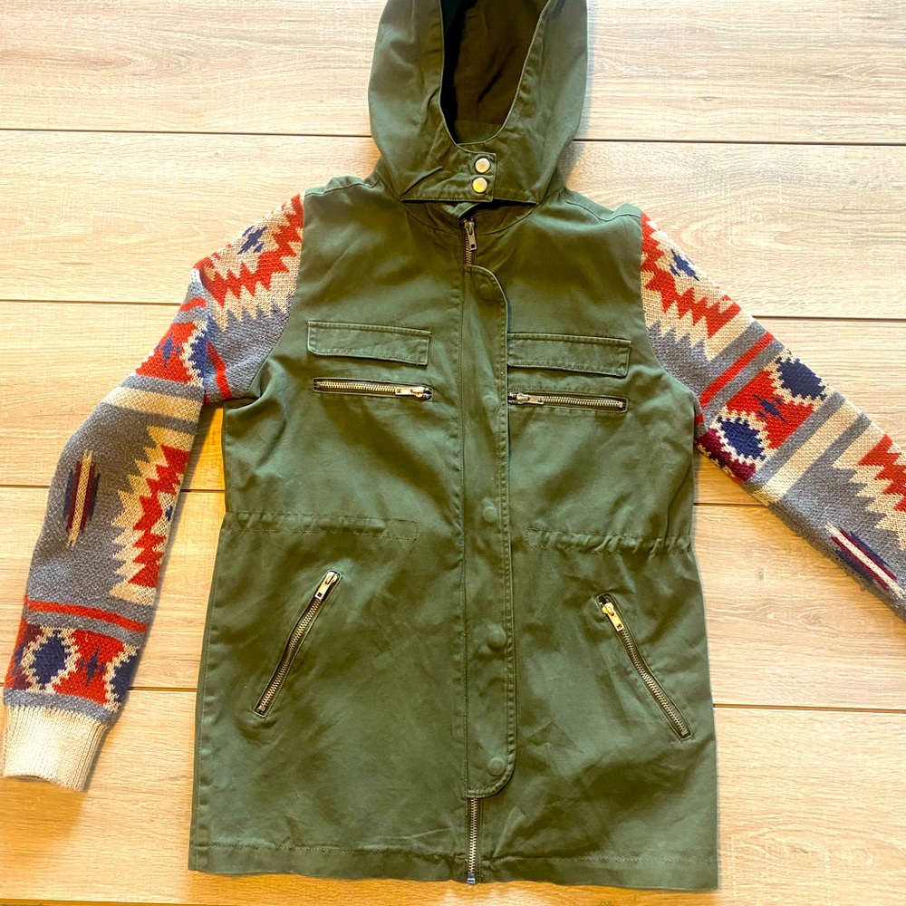 Utility Jackets with Tribal Sweater Detail- Small